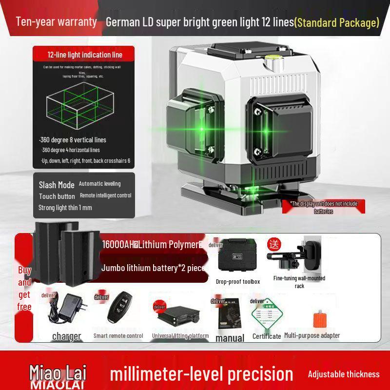 Projetor de Parede e Chão Autonivelante a Laser Infravermelho de Alta Precisão com 12 Linhas 2025