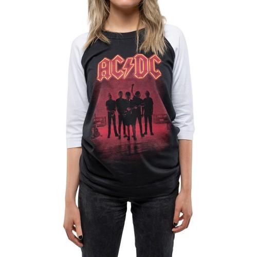 T-shirt raglan in cotone PWR-UP UK da donna/donna AC/DC 3XL bianco/nero