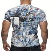 Men's Graffiti 3D Digital Printed Short Sleeved T-shirt with Round Neck Design and Ester Fiber Fabric Is Very Suitable for Beaches and Summer Outings