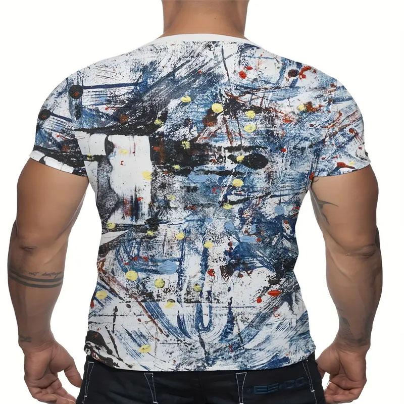 Men's Graffiti 3D Digital Printed Short Sleeved T-shirt with Round Neck Design and Ester Fiber Fabric Is Very Suitable for Beaches and Summer Outings