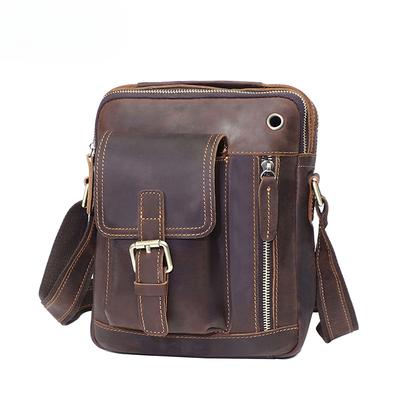 Sac Homme en Cuir Véritable Sac à Bandoulière Homme Affaires Décontracté Cuir Crazy Horse Sac Bandoulière Homme