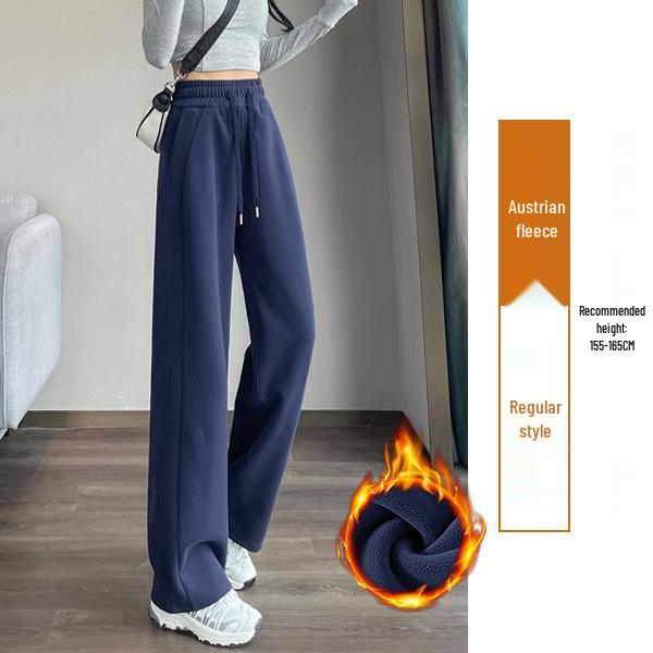 Women's Wide-Leg Velvet Sweatpants - Height-Enhancing Banana Sports Pants for Autumn/Winter 2025