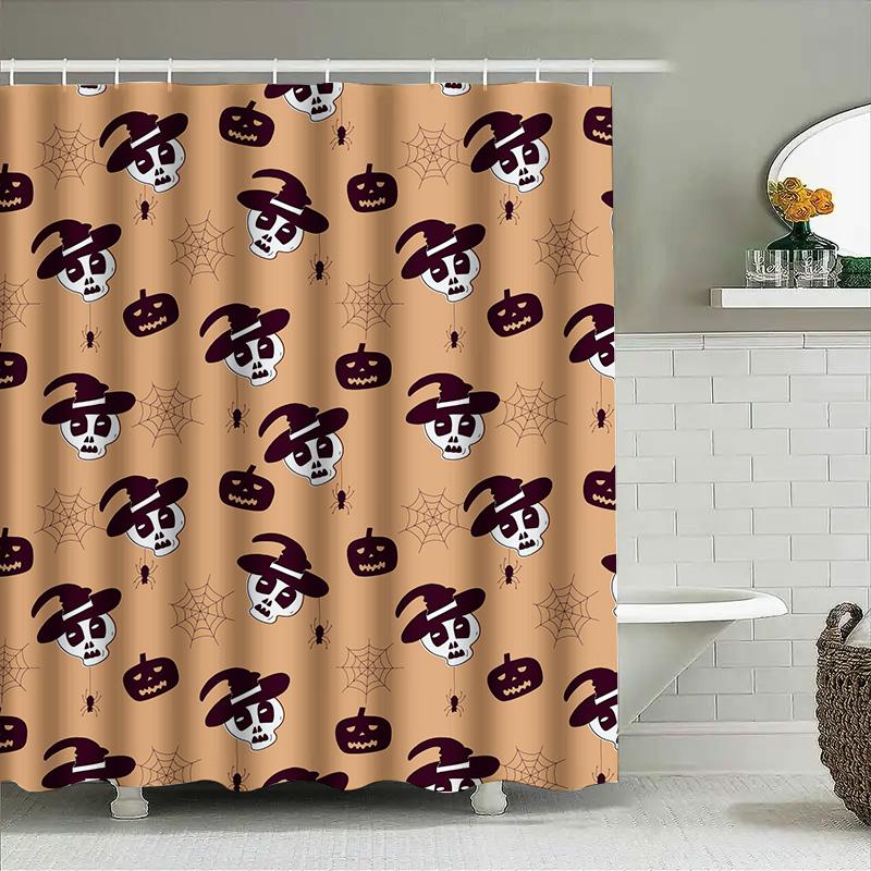 

Tuniu Halloween Skull Shower Curtain Black White Spooky Ghost Mesh Decor For Bathroom Home 150X180Cm W60H190(CM)-1 Pcs