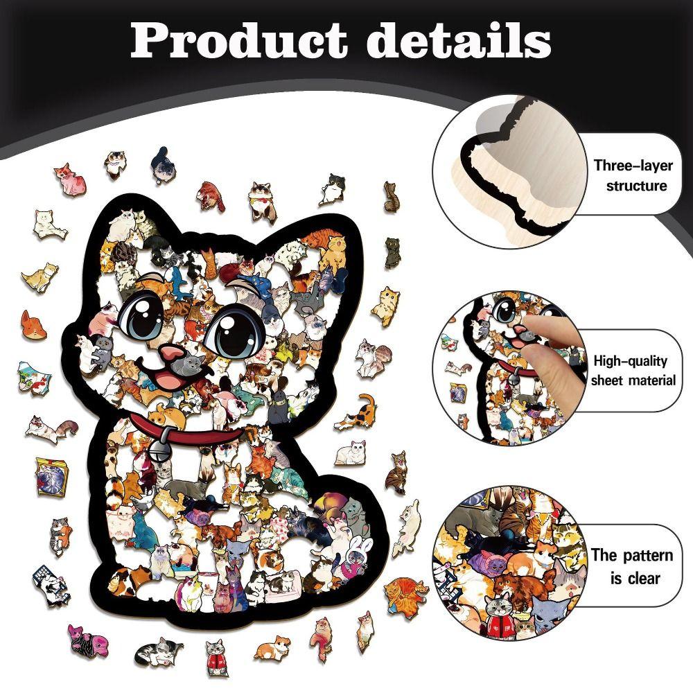 135-piece Morandi-colored Cat-shaped Puzzle Macaron Color Small Cat Puzzle Ornaments Cut Cat Pieces Animal Small Cat Decorative
