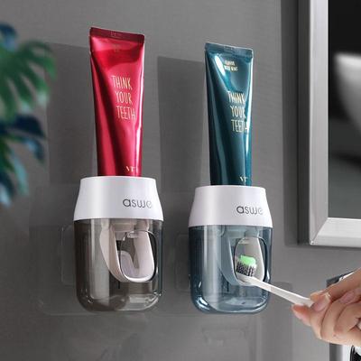 Automatic Toothpaste Squeezer & Wall-Mounted Toothbrush Holder - No Drill, Child-Friendly Storage Rack