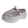 Silver Rhinestone High-grade Non-slip Bag Head Thick-soled Slippers for Women's Summer Wear 2025 New Height-increasing Soft-soled Cool Slippers