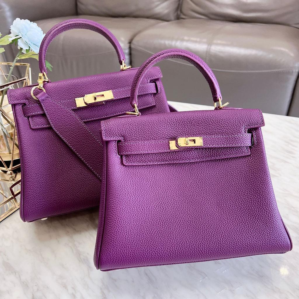 New Style Real Leather Warm Bag High-end Texture Togo Top Layer Cowhide Wide Strap With Single Strap Decoration Women's Bag Handbag