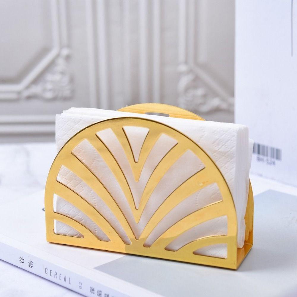 Non-slip Bottom Iron Art Paper Towel Holder Hollow Desktop Tissue Stand  Home