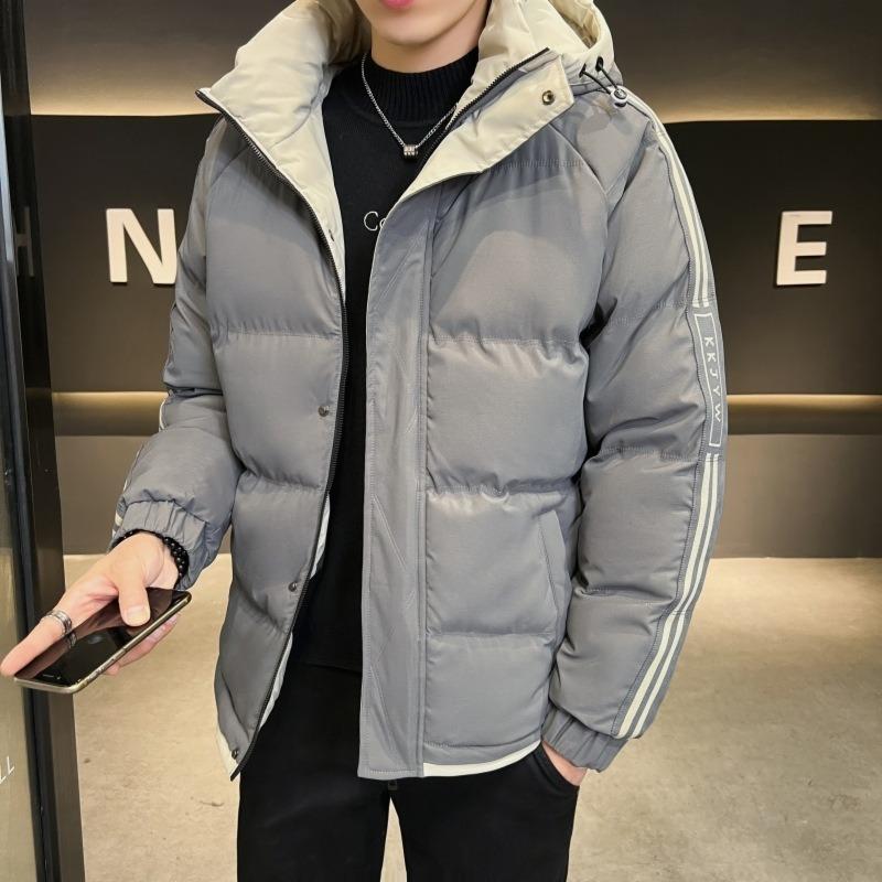 - Padded Clothes Men's Winter Loose Waterproof Thickened Padded Jacket Casual Short Bread Clothes Hooded Padded Clothes Cold Protection