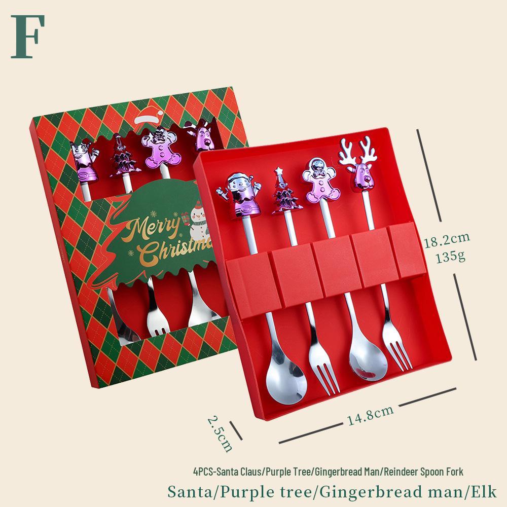 Cartoon Christmas Stainless Steel Cutlery Set: Colorful Spoon & Fork