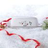 Winterberry Butter Dish Covered Stoneware Festive Holiday Dinnerware Dishwasher Safe Embossed Design Christmas Table Serving