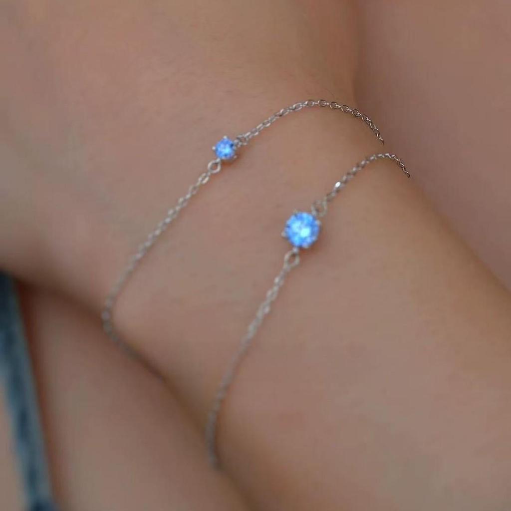 Beixi Women's Light Luxury Silver Bracelet with Aquamarine and Cubic Zirconia