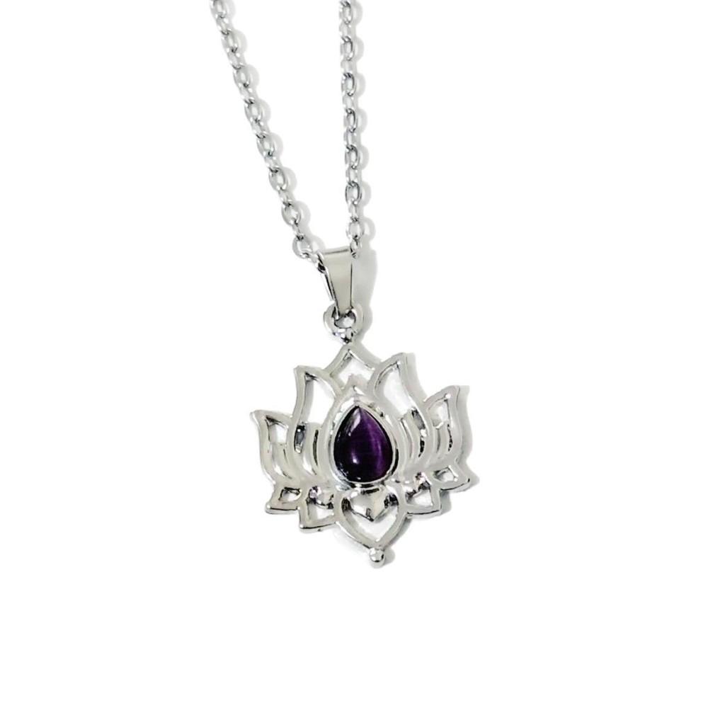 Yoga Lotus Bohemian Pendant Necklace With Geometric Design For Women