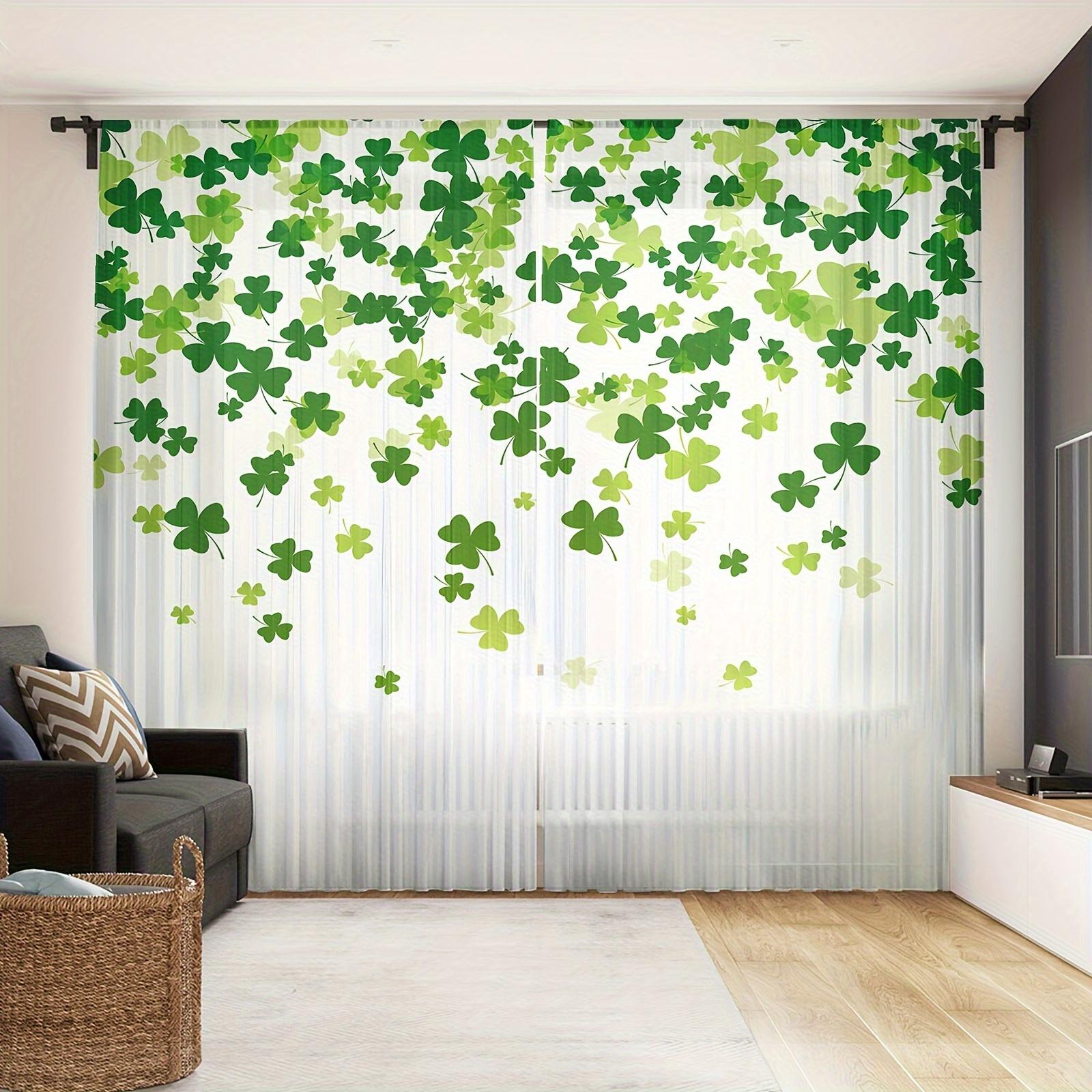 

2 шт. Прозрачные шторы с узором «зеленая лоза» для оконных карманов, шторы для спальни, гостиной, украшения дома 200W240H(CM)79x95in&rod pocket