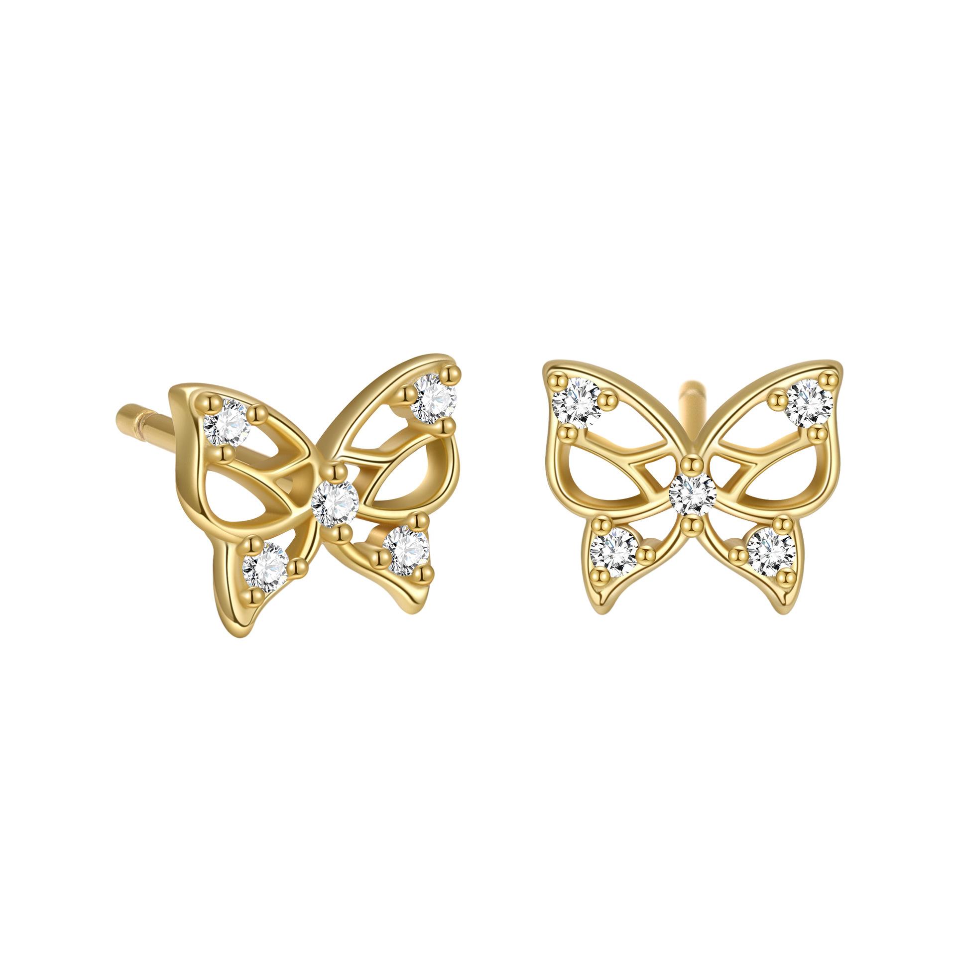 

Micro Inlaid Zircon Hollow Butterfly Stud Earrings 925 Sterling Silver Hypoallergenic Classic Elegant Earrings Fashion Jewellry
