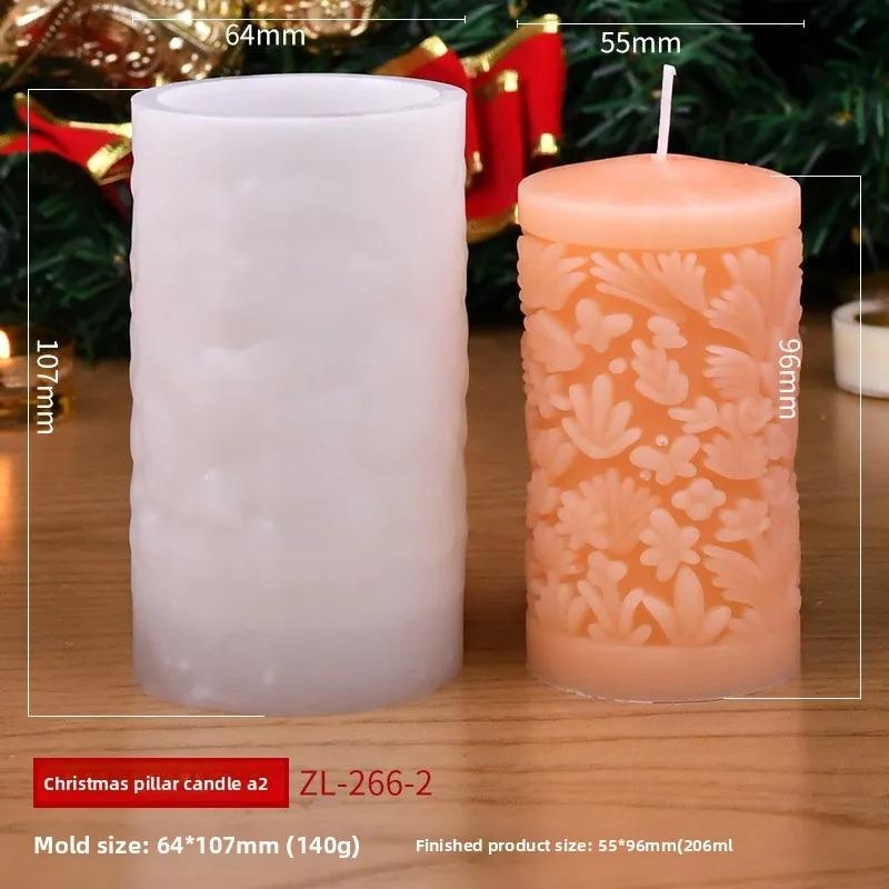 1-4PCS Christmas Cylinder Candle Mold Silicone Pillar Mold for DIY Aromatherapy Wax Candle Holiday Home Decoration Craft