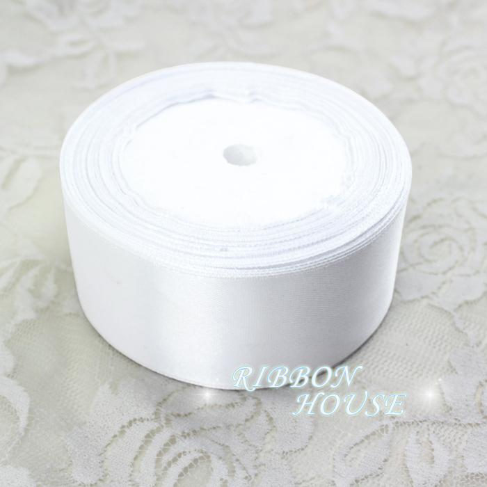 (25 Yards/roll) 5cm White Single Face Satin Ribbons Webbing Decoration Gift Christmas Ribbon