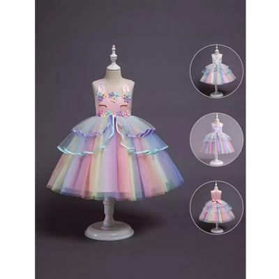 Dívčí šaty pro princeznu Narozeninové šaty s mašlí Dětské šaty s puzetou Dívčí hostitelské šaty pro vystoupení