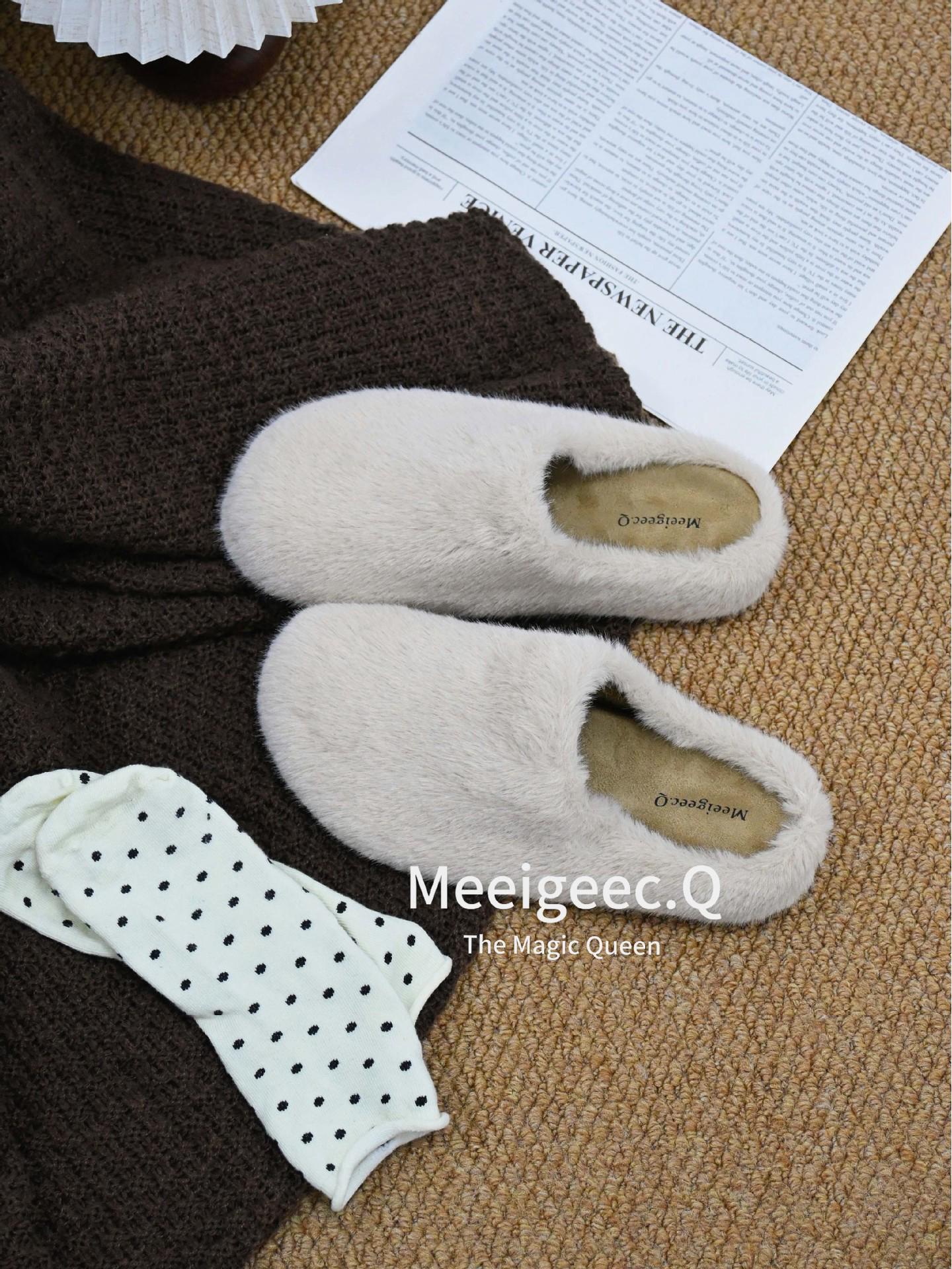 

Meeigeec.Q 2024 Fashion Plus бархатные меховые шлепанцы для использования в помещении и на улице 37 бежевый