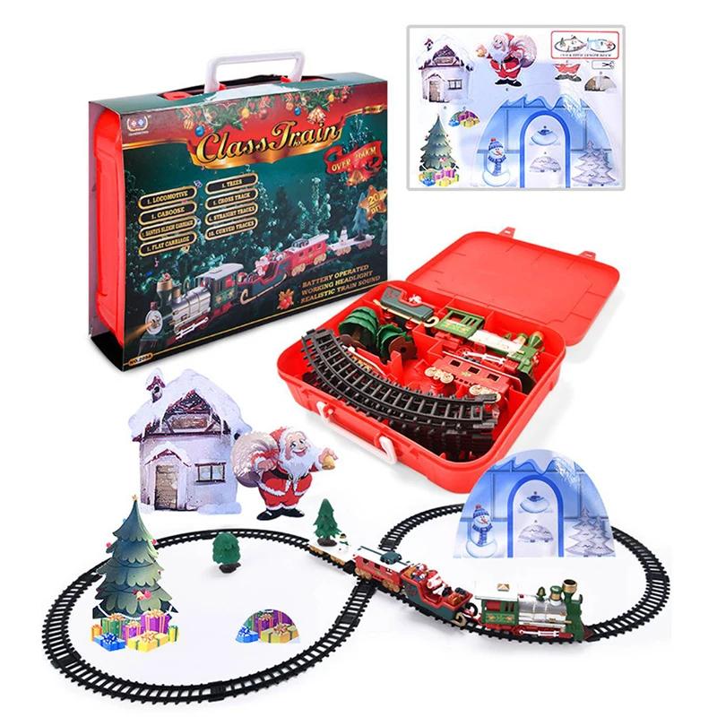 Christmas Electronic Music Electric Train Toys Children's Electric Railway Track Train Set Racing Road Transportation Toys Gift