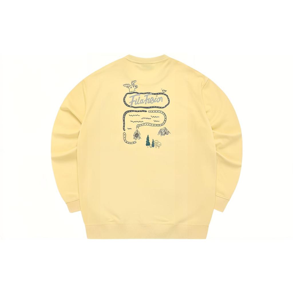 FILA Fusion FOB Series Letter Round Neck Pullover Loose Sweatshirt Unisex sweatshirt Cheese-Yellow T11U333206FYE