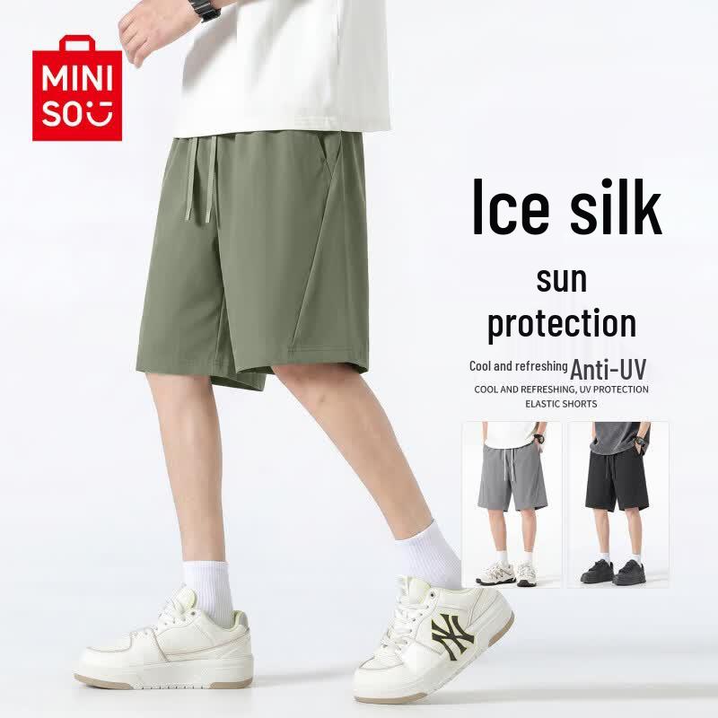 

MINISO Men s Ice Silk Thin Breathable Sports Shorts 4XL