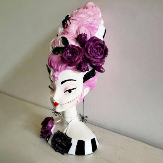 Halloween Pink Bride Bust Statue Creepy Spider Rose Ghost Bride Resin Figurine Sculpture Holiday Party Decoration Ornament