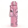 1PC Cute Pink Bear Couple Cartoon Art 750ml Color Plastic Sports Water Bottle Leakproof Flip Straw Lid Suitable for Sports Office Home Use