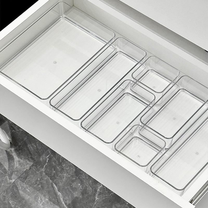 Drawer Partition, Built-In Storage Box, Desk, Stationery, Acrylic, Transparent Desktop, Cosmetics, Sundries, Sorting Storage Box.