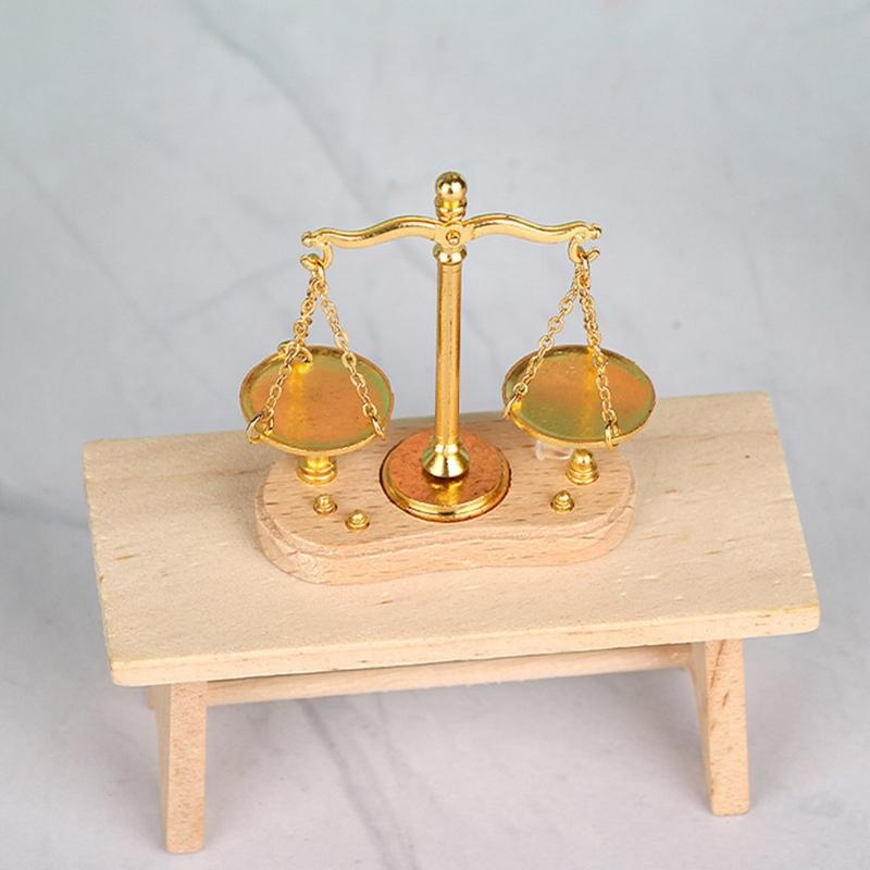 Educational Miniature Scale Toy for 1/12 Scale Doll House Antique Balance Scale Model Figure for Kids Pretend Play Game