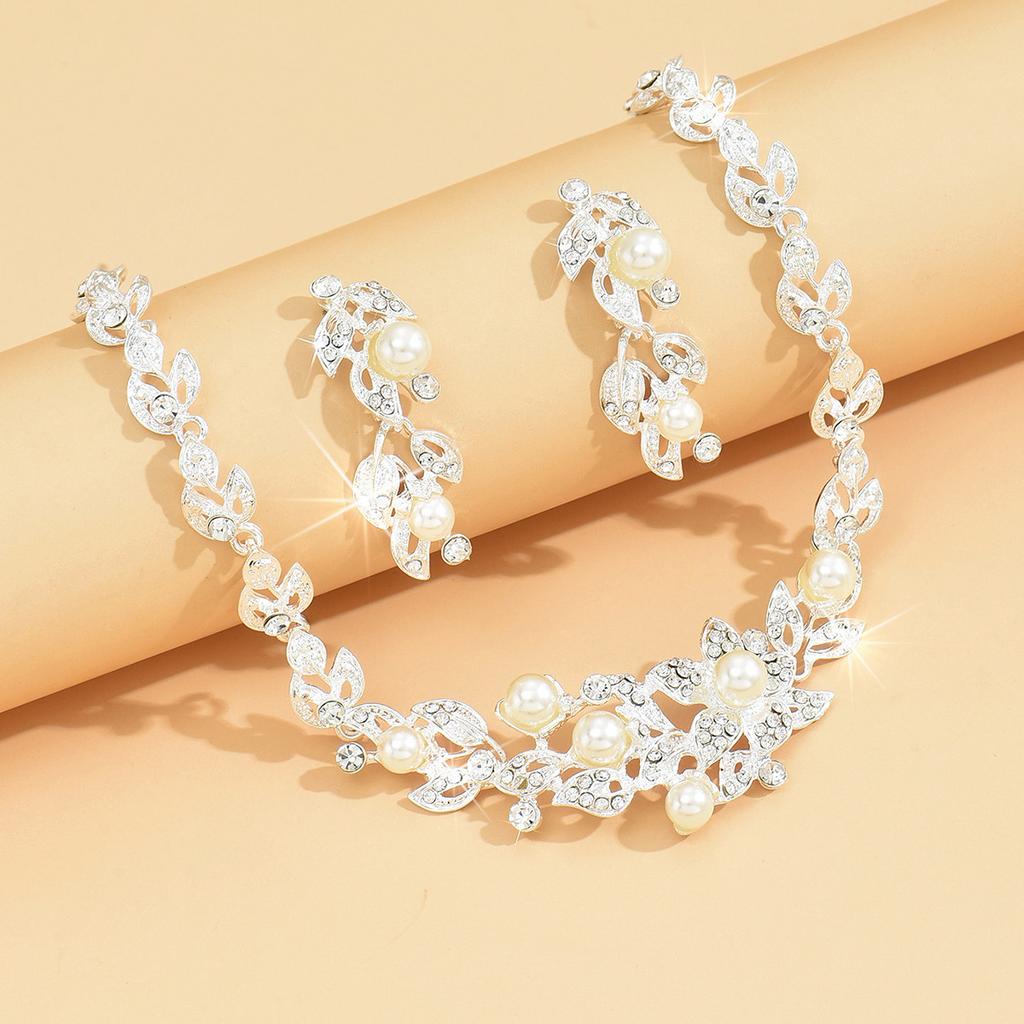 Bridal Jewelry Set Necklace Earrings Two Piece Set for Women