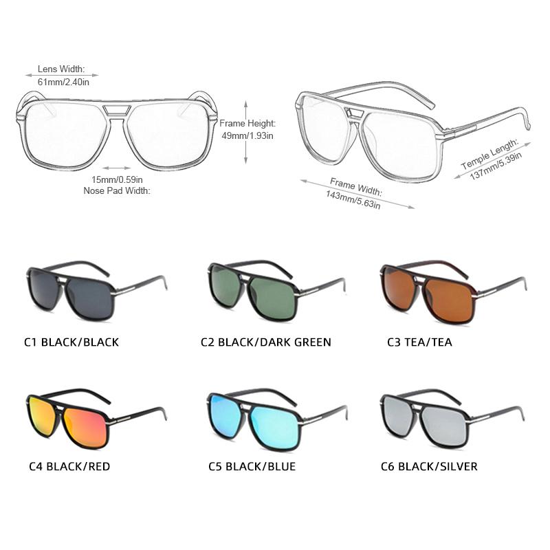 Classic Oversized Men Sunglasses UV400 Protection Big Plastic Frame Vintage Unisex Driving Shades Fashion