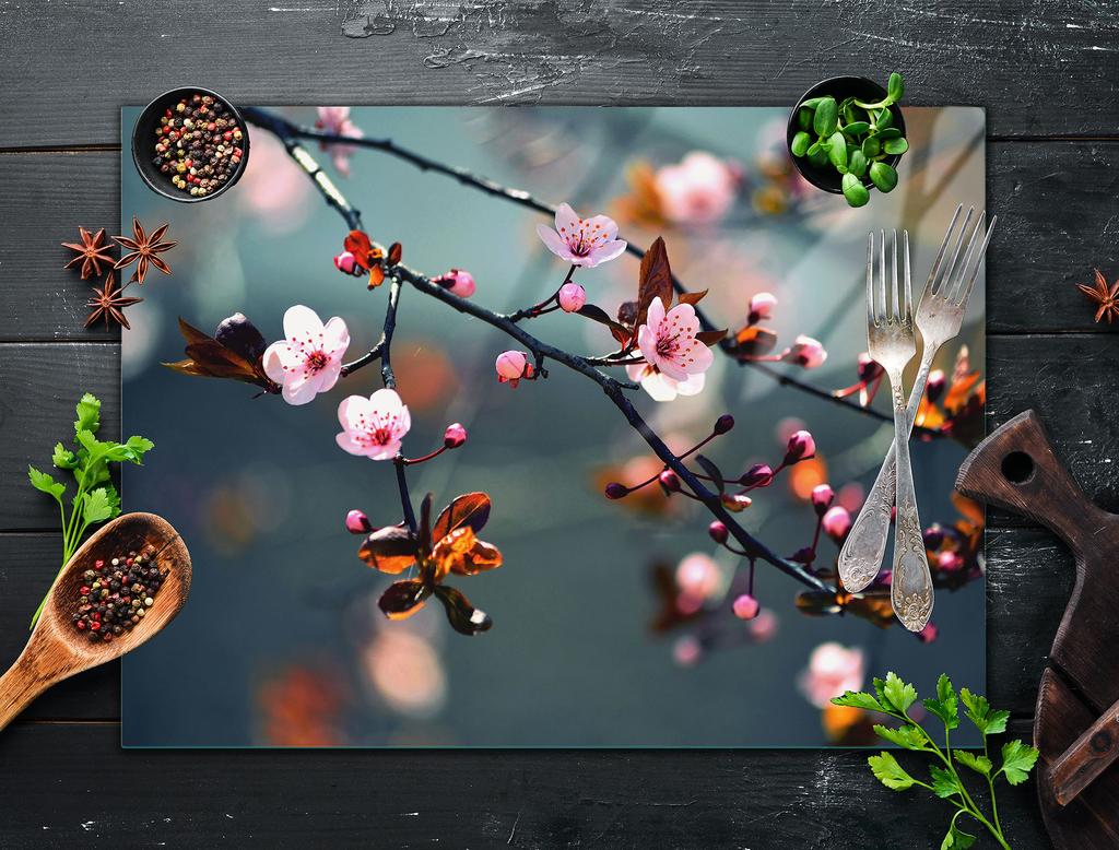 Glass stovetop protector 70x52 Flower