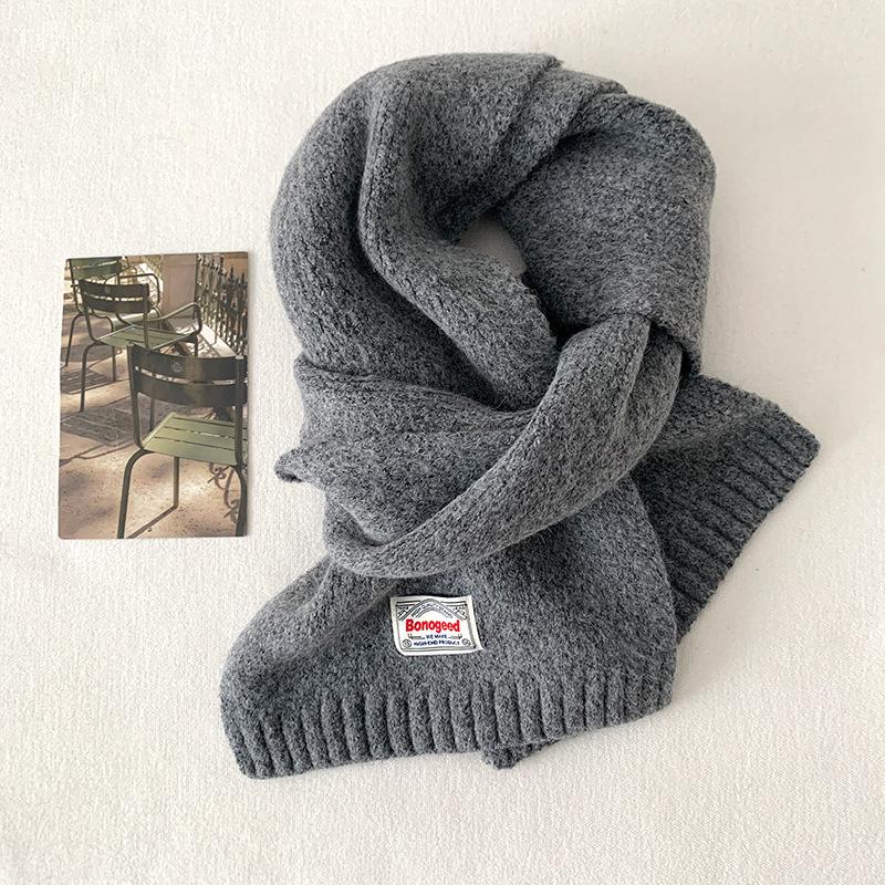 Korean autumn and winter new student solid color knitted scarf women's warm neck protection scarf versatile fashion knitted scarf