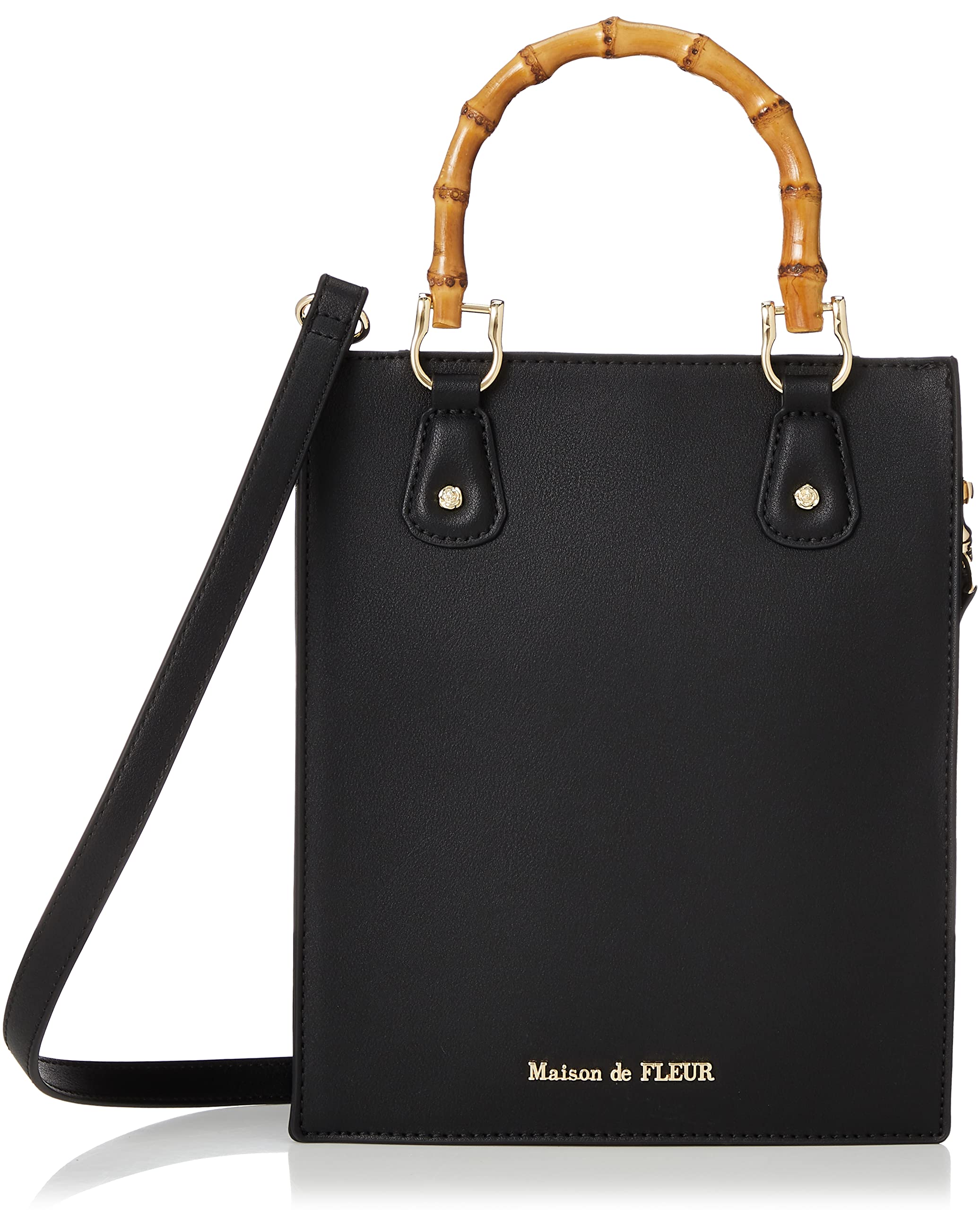 

de Bag Bamboo Handle Tote Shoulder Bag 8A21F0J1700 Black [Maison Fleur] Женская