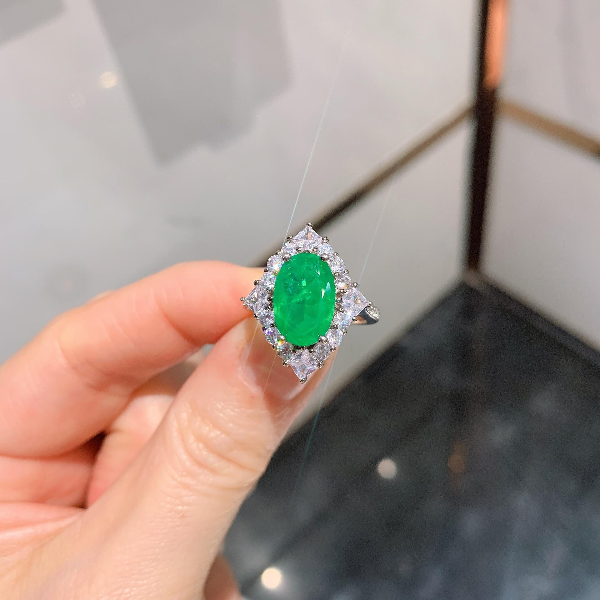 

Ювелирное имитация параиба турмалин изумруд кольцо женское индивидуальное красное корунд драгоценный камень кольцо изумрудный