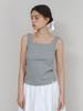 CLUNY Cotton Ribbed Square Neck Sleeveless Top - Gray