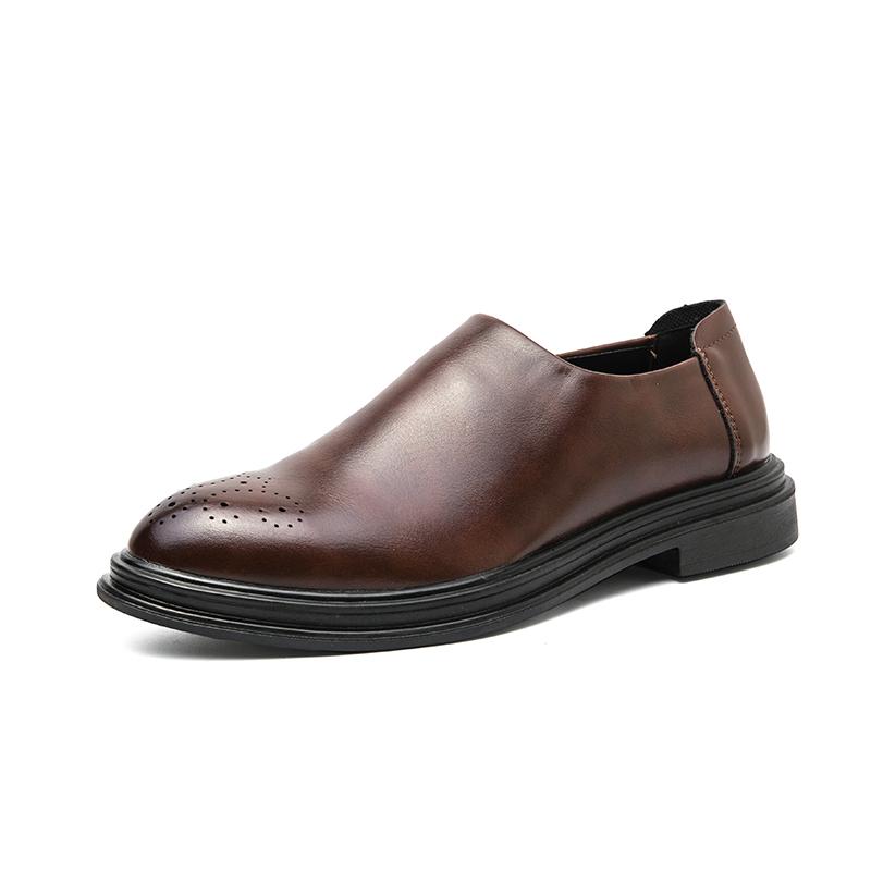 Leather shoes men Brock London casual business formal men s shoes suit wedding groom shoes carved zipper style 38