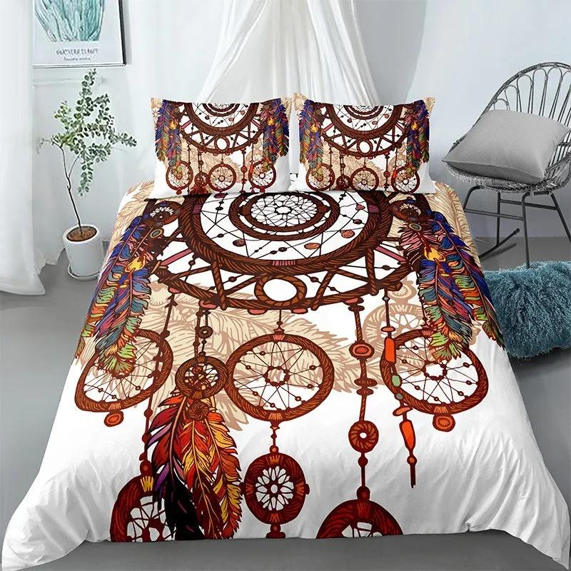 Comforter Dreamcatcher For Teen Girls Adult Bohemian Mandala Feather Print Bedding Set Queen Twin Microfiber Comforter