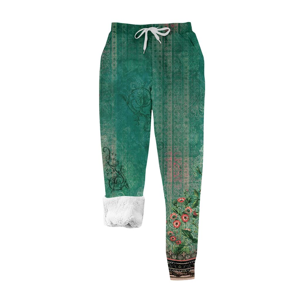 Women's Casual Fashion Home Christmas Print Plush Sweatpants