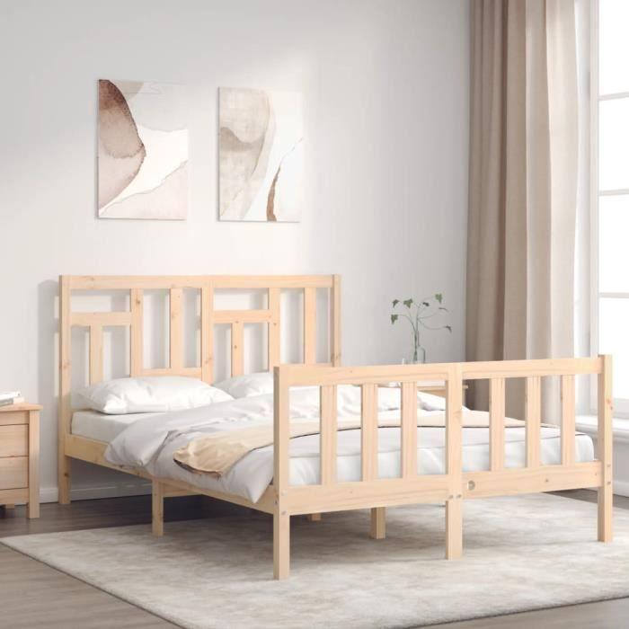 VidaXL Cadre de lit avec tête de lit 140x200 cm bois massif 3193141