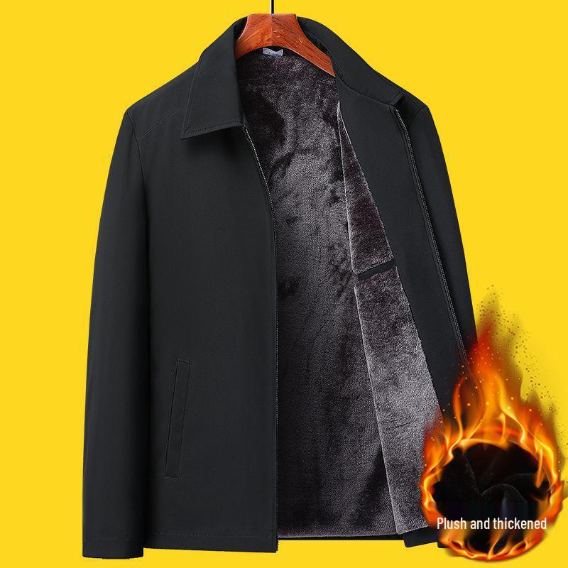 Men's Thickened Plush Jacket: Stylish Autumn/Winter Coat for Middle-Aged and Elderly Men