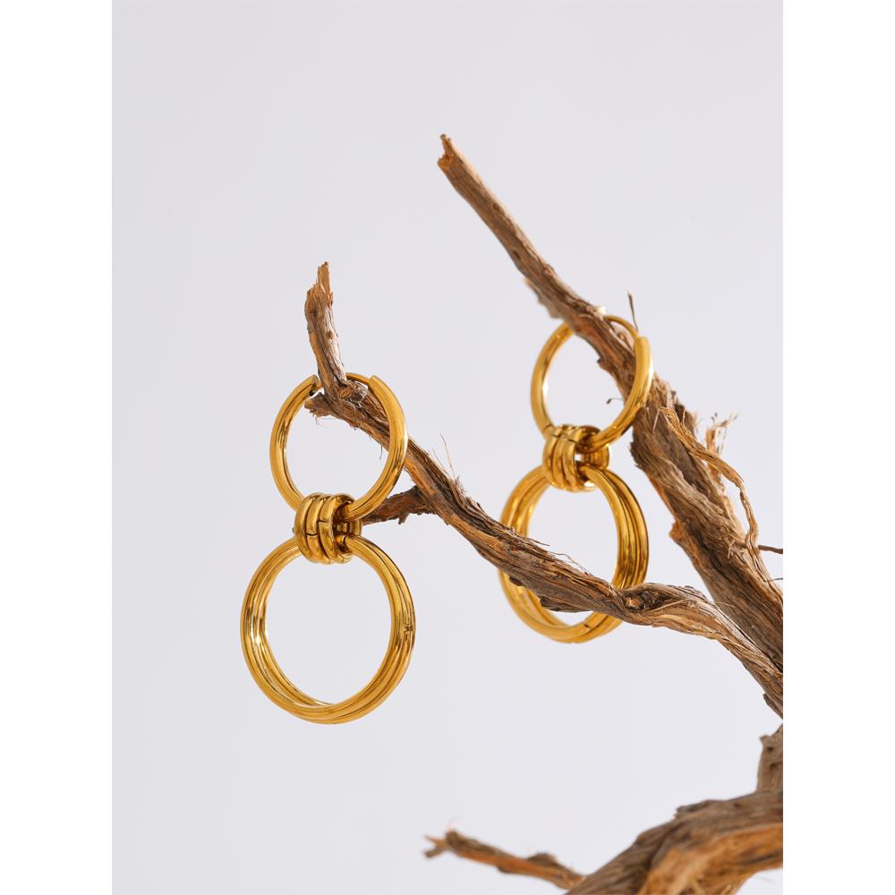 Eetit Distinctive Stainless Steel Double Round Drop Daily Earrings for All Occasions Tarnish Resistant Versatile Trendy Jewelry