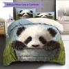 Roupa de Cama com Estampa de Panda e Pradaria Decoração de Casa Presente de Aniversário (1 capa de edredom + 2 fronhas, sem enchimento.)