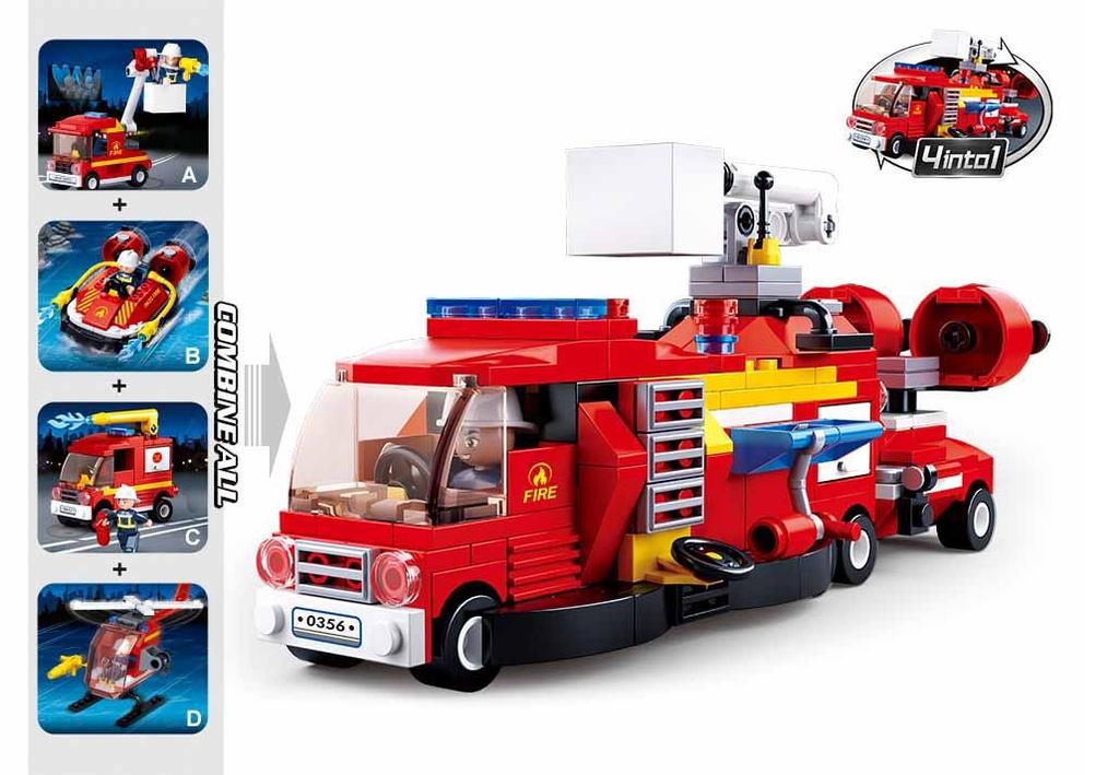 Klocki Sluban Fire Pojazdy Strażackie Abcd - B0622
