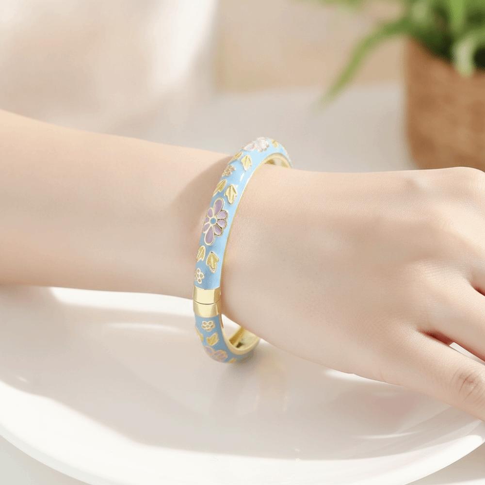 Zinc Zinc Alloy Material Enamel Bracelet Ethnic Floral Motifs Cloisonne Bracelet  Gift Giving