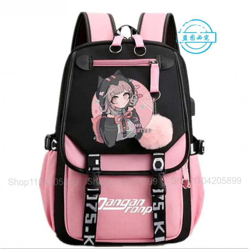 Zaino Danganronpa Anime Mochila Cartella Scolastica Studente Porta USB Borse da Viaggio Laptop Messenger Bag Grande Casual Regalo