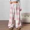 New Autumn-winter Thick Checked Casual Fashionable Loose Wide-leg Plush Pajama Pants