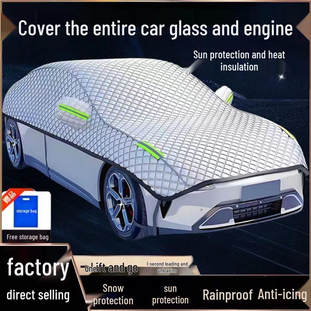Universal Thickened Half Car Cover: Sunshade & Heat Insulation for All Seasons Sedan - Universal