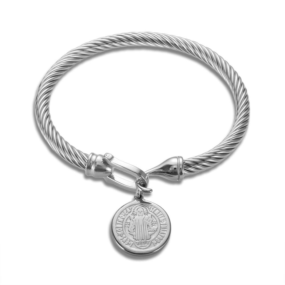 

Изысканный браслет из нержавеющей стали с застежкой-подковой из бриллиантов